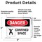 Signmission 3.5 in H x 5 in W, Vinyl Decal, Rectangle, Confined Space OS-2PACK-DS-D-35-L-1078 - alternate 2
